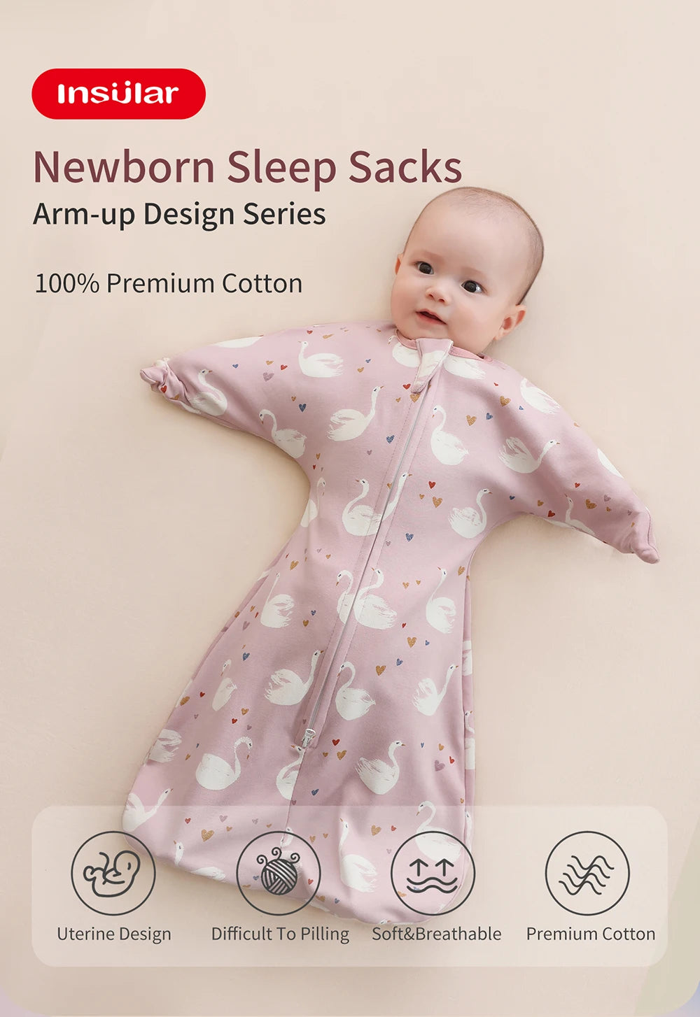 Cotton Baby Sleeping Bag – Anti-Shock Swaddle for Newborn Sleep