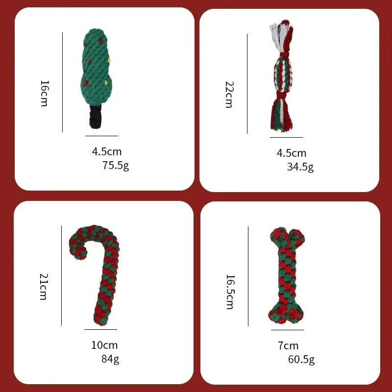 Cotton Rope Bone Toy – Interactive Christmas Teeth Cleaning for Dogs