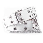 Double Hole Leather Belt – Large Size Y2K Punk Waistband for Men and Women