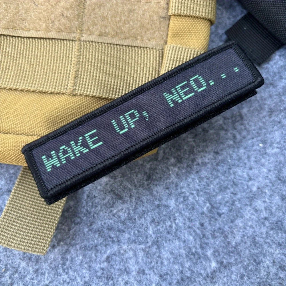 Wake Up Neo Tactical Patch – Embroidered Hook and Loop Badge for Backpacks