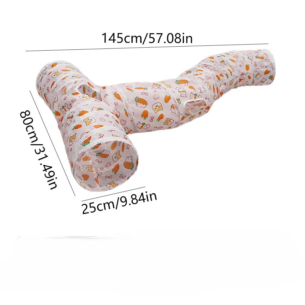 Foldable Rainbow Pet Tunnel – Multi-Exit Interactive Toy for Active Cats