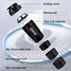 3-Layer Protein Shaker Bottle – Large Capacity Mixing Cup for Gym Exercise