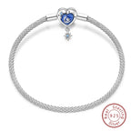 925 Sterling Silver Charm Bracelet – Adjustable Green Zircon for Birthday Gifts