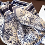 Floral Print Silk Square Scarf – Elegant Women Headwear and Accessory