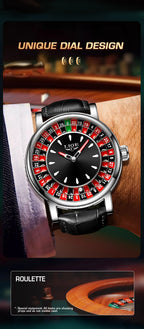 LIGE Roulette Quartz Watch – Luxury Leather Wristwatch for Men Gifts
