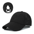 Ponytail Baseball Cap – Quick-Drying Mesh Visor for Outdoor Athleisure
