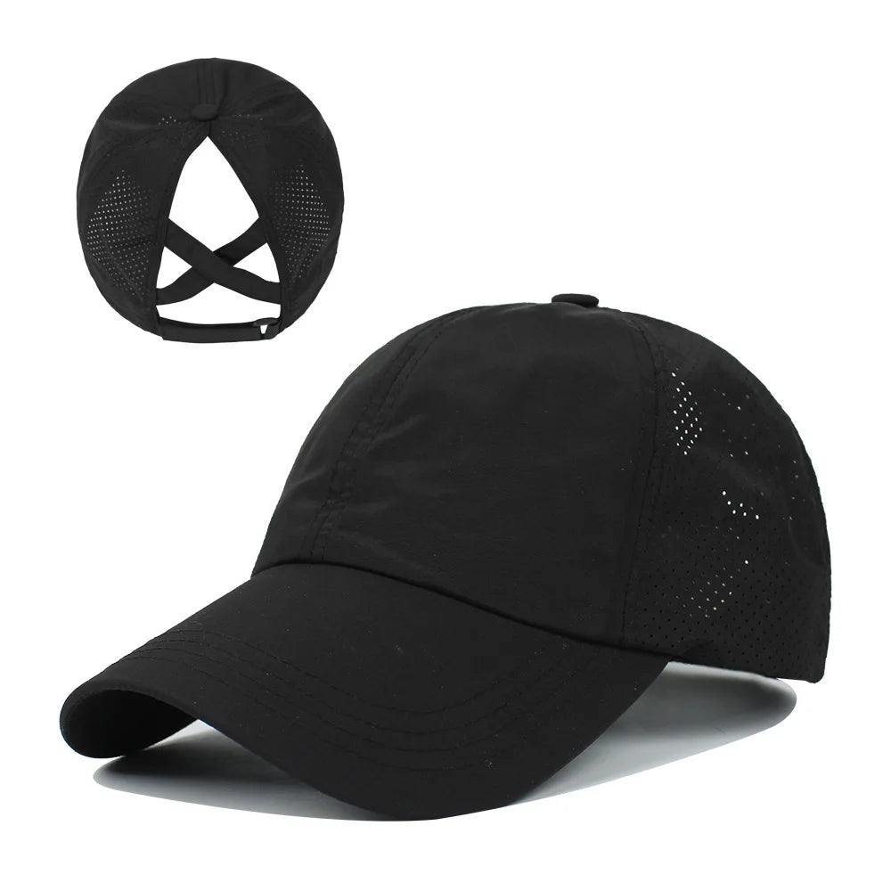 Ponytail Baseball Cap – Quick-Drying Mesh Visor for Outdoor Athleisure