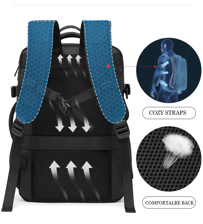 Expandable 17.3-inch Laptop Backpack – Waterproof Travel Bag for Men