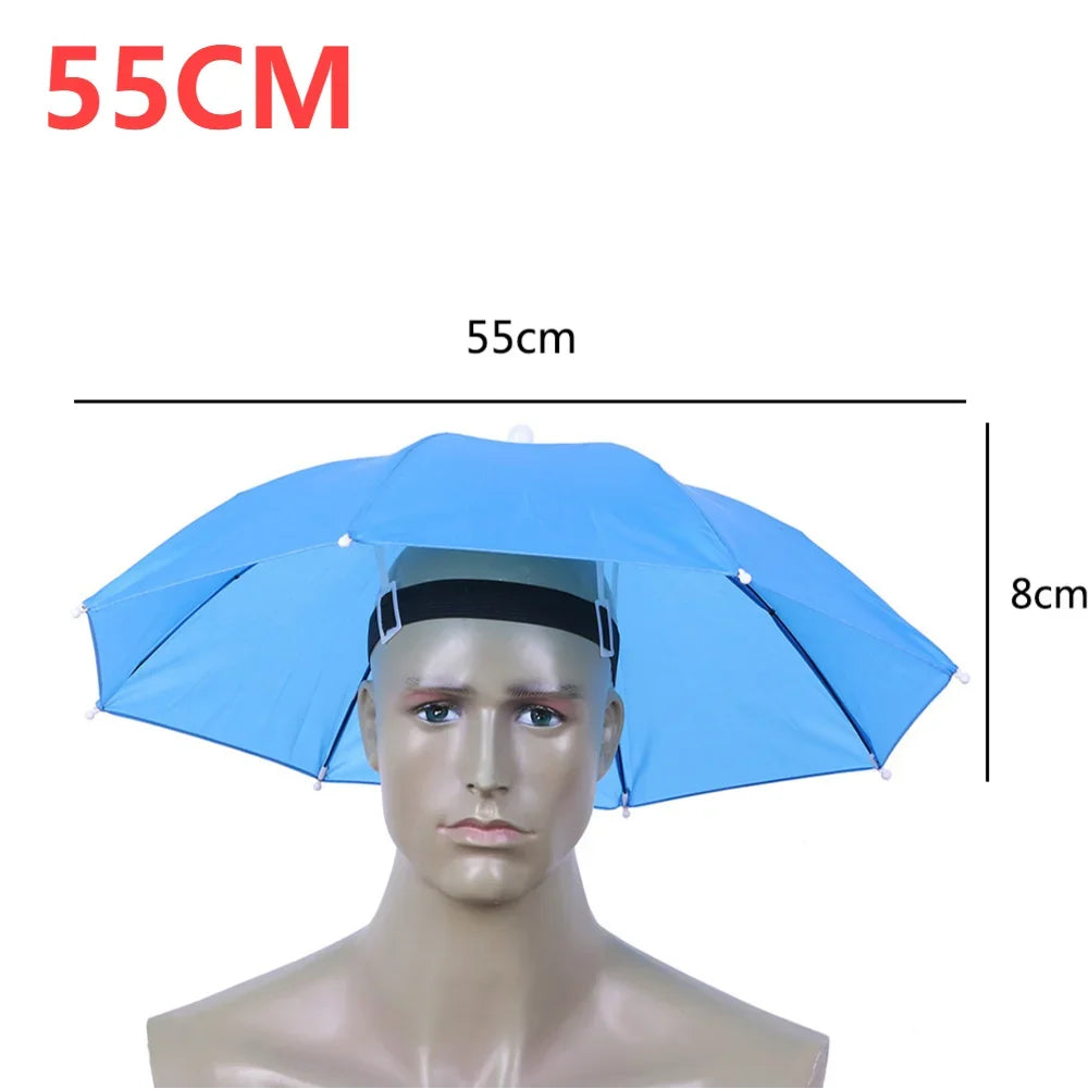 Hands-Free Umbrella Hat – Waterproof Sunscreen Headwear for Hiking and Camping