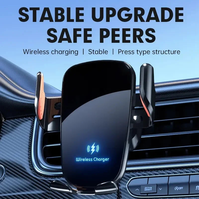 Wireless Car Charger Phone Holder – Fast Charging Mount for iPhone and Android