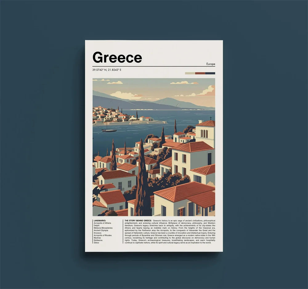 Vintage European City Travel Poster – Retro Canvas Art for Home Decor