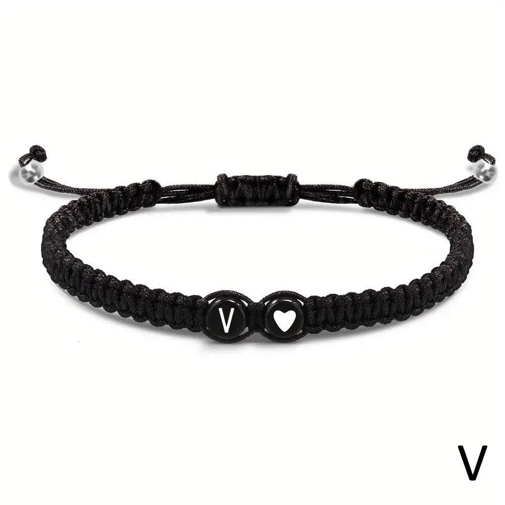 Initial Heart Braided Bracelet – Adjustable A-Z Friendship Jewelry for Gifts