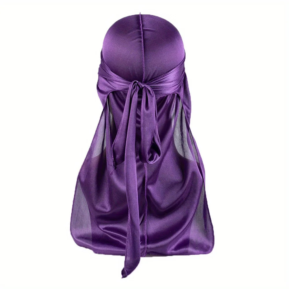 Silky Durag Headwrap – Long Tail Wave Cap for Men Hair Maintenance