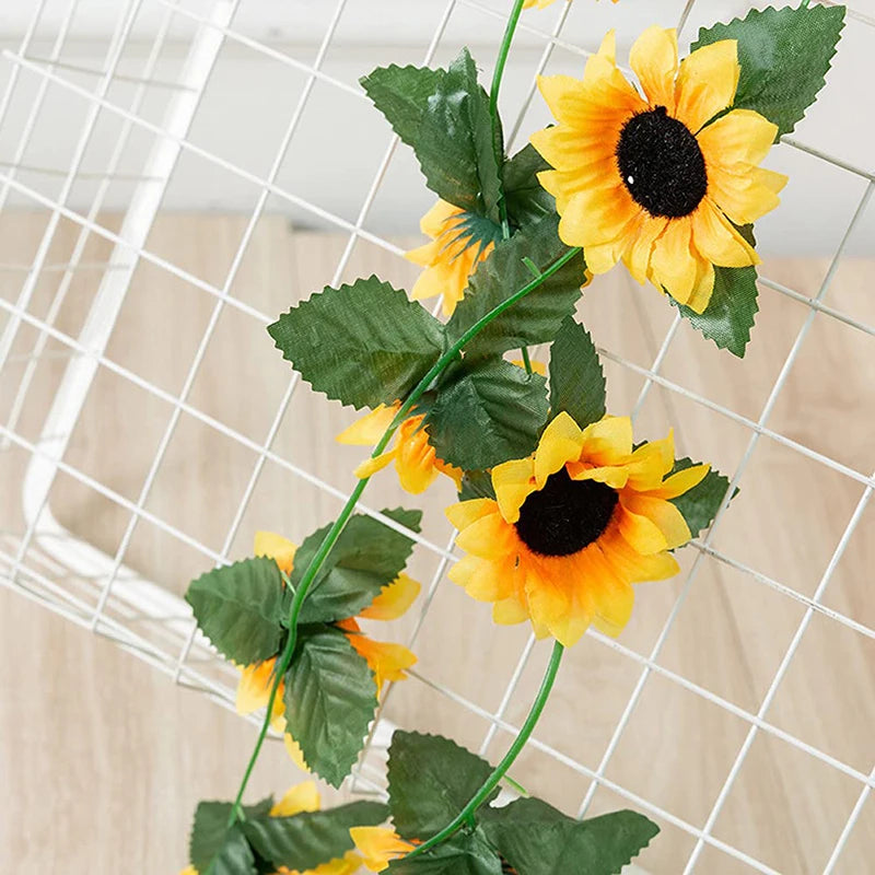 Silk Sunflower Ivy Garland – 250cm Artificial Hanging Vine for Home Wedding Decor