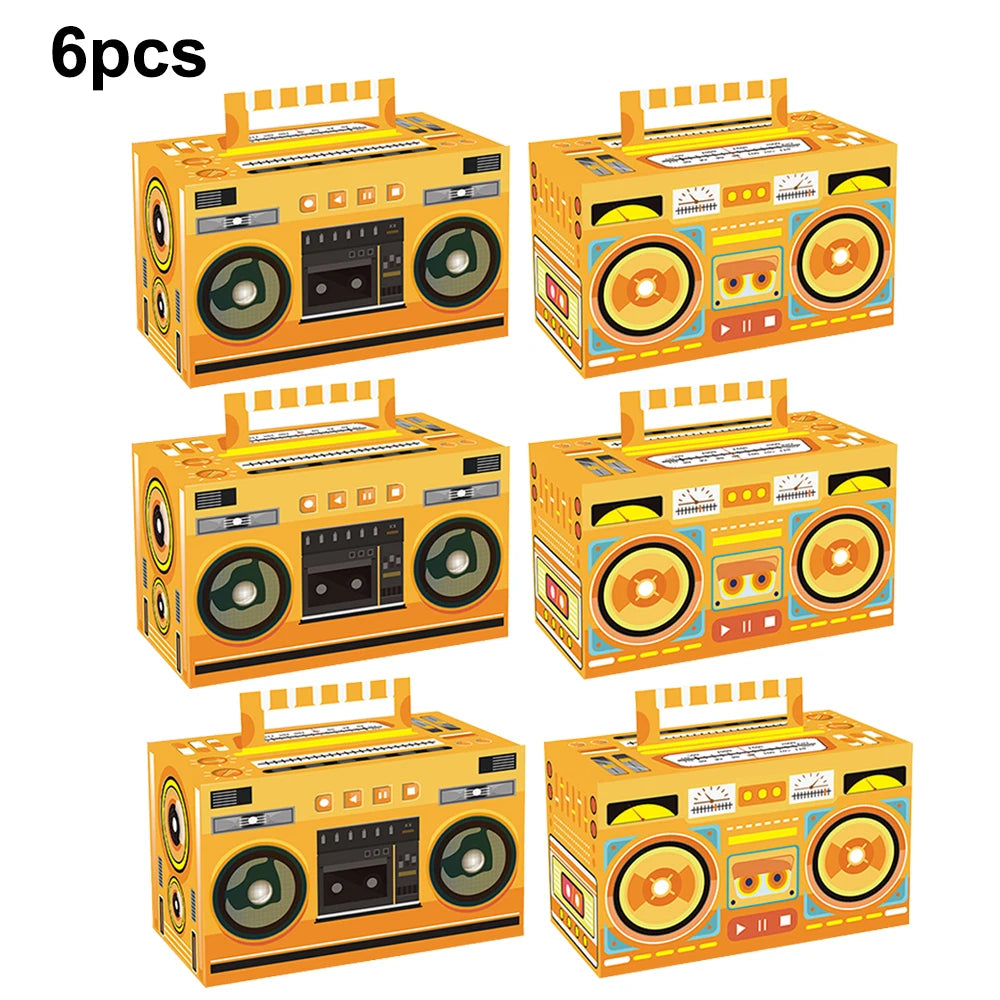 Retro Boom Box Candy Boxes – Paper Gift Containers for 80s 90s Hip Hop Parties