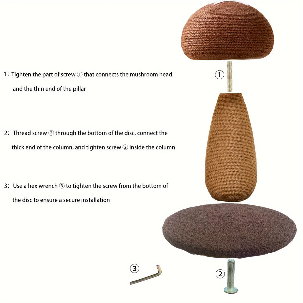 Mushroom Sisal Cat Scratcher – Durable Climbing Post for Indoor Play