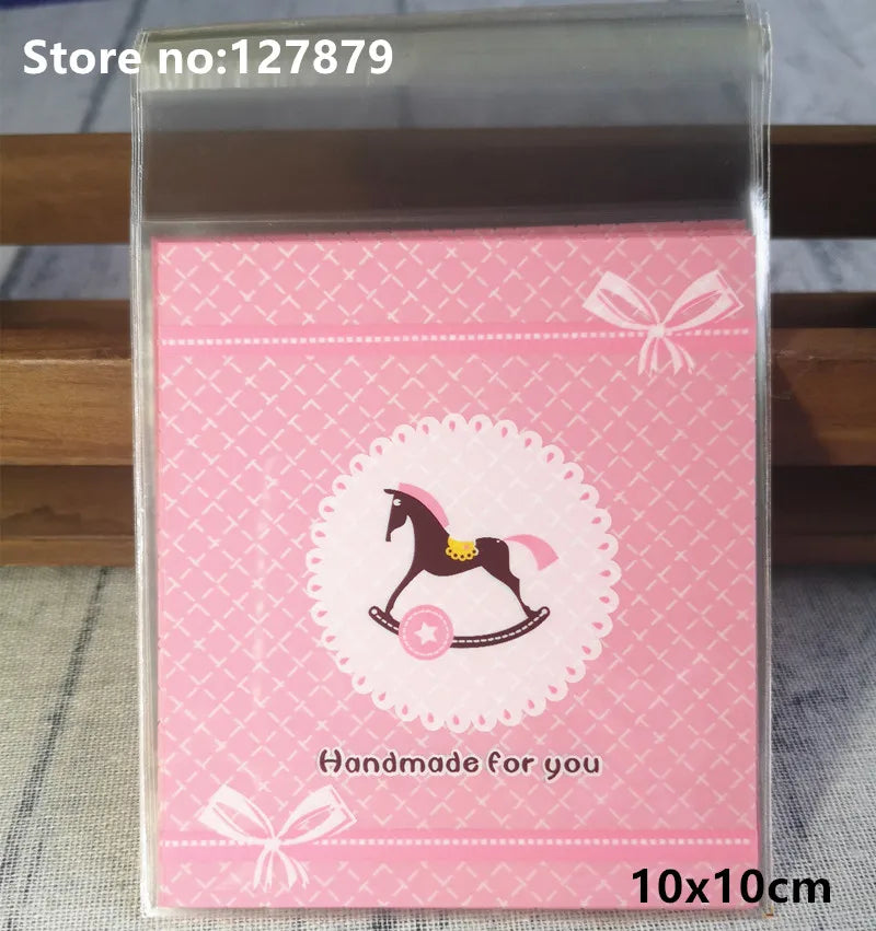 Self-Adhesive Bow-Knot Cookie Bags – 10x10cm Plastic Packaging for Parties