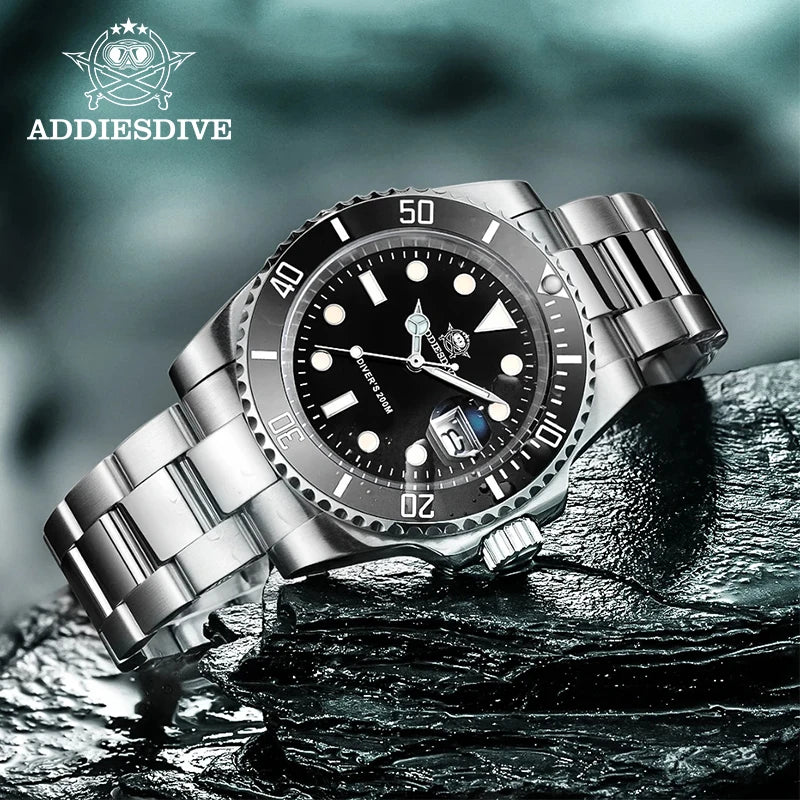 ADDIESDIVE Quartz Dive Watch – Stainless Steel Ceramic Bezel for Scuba Diving