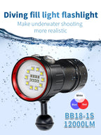 Underwater LED Photography Light – 20000LM Waterproof Video Torch for Diving