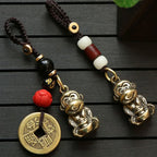 Brass Monkey Key Ring – Feng Shui Lucky Coin Charm for Car Keychain Decor