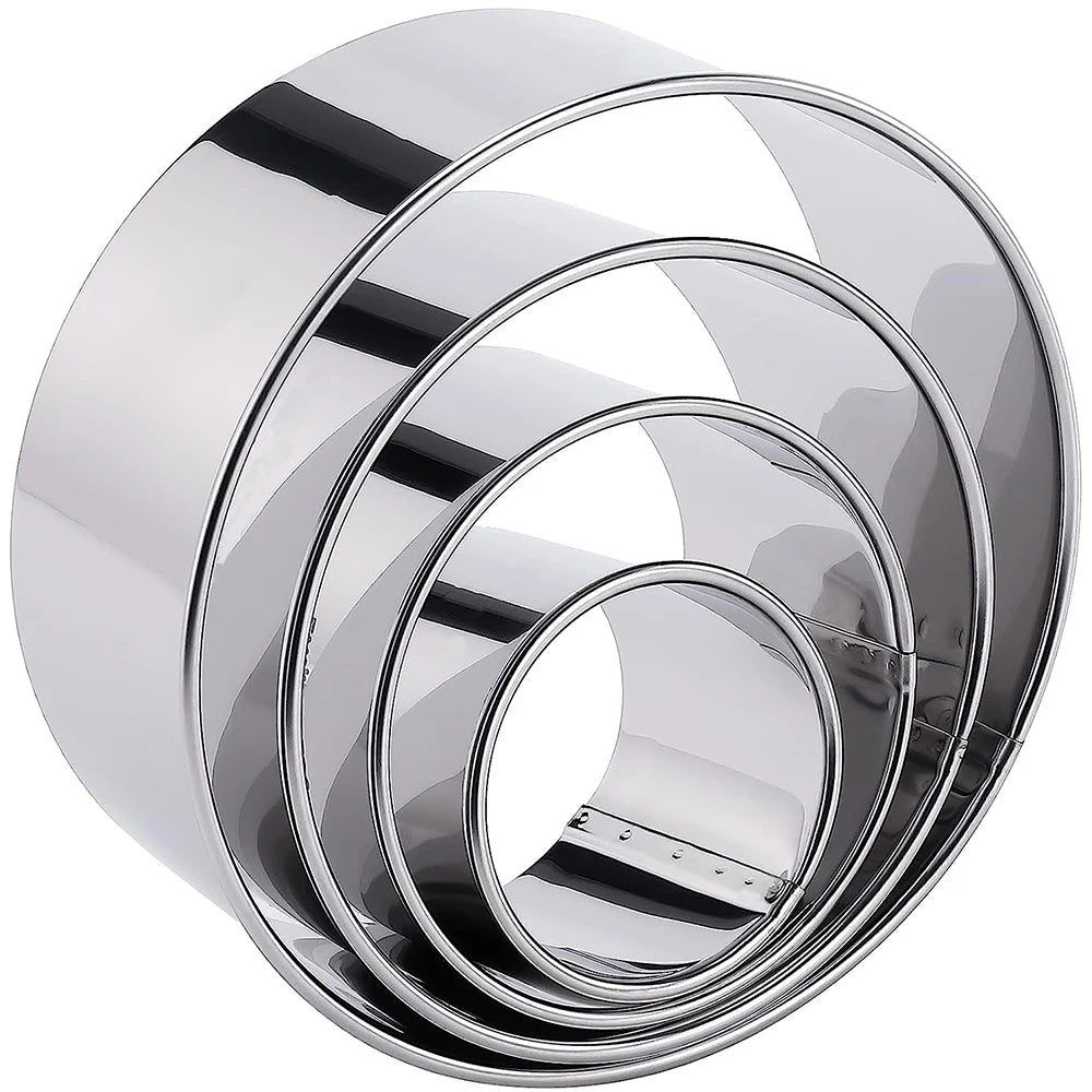Stainless Steel Round Biscuit Molds – Pastry Cutters for DIY Cake Baking