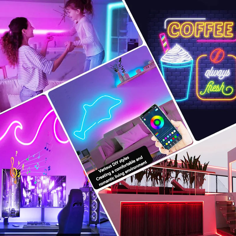 Smart RGB Neon LED Strip – WiFi App Controlled Light for Home Gaming Decor