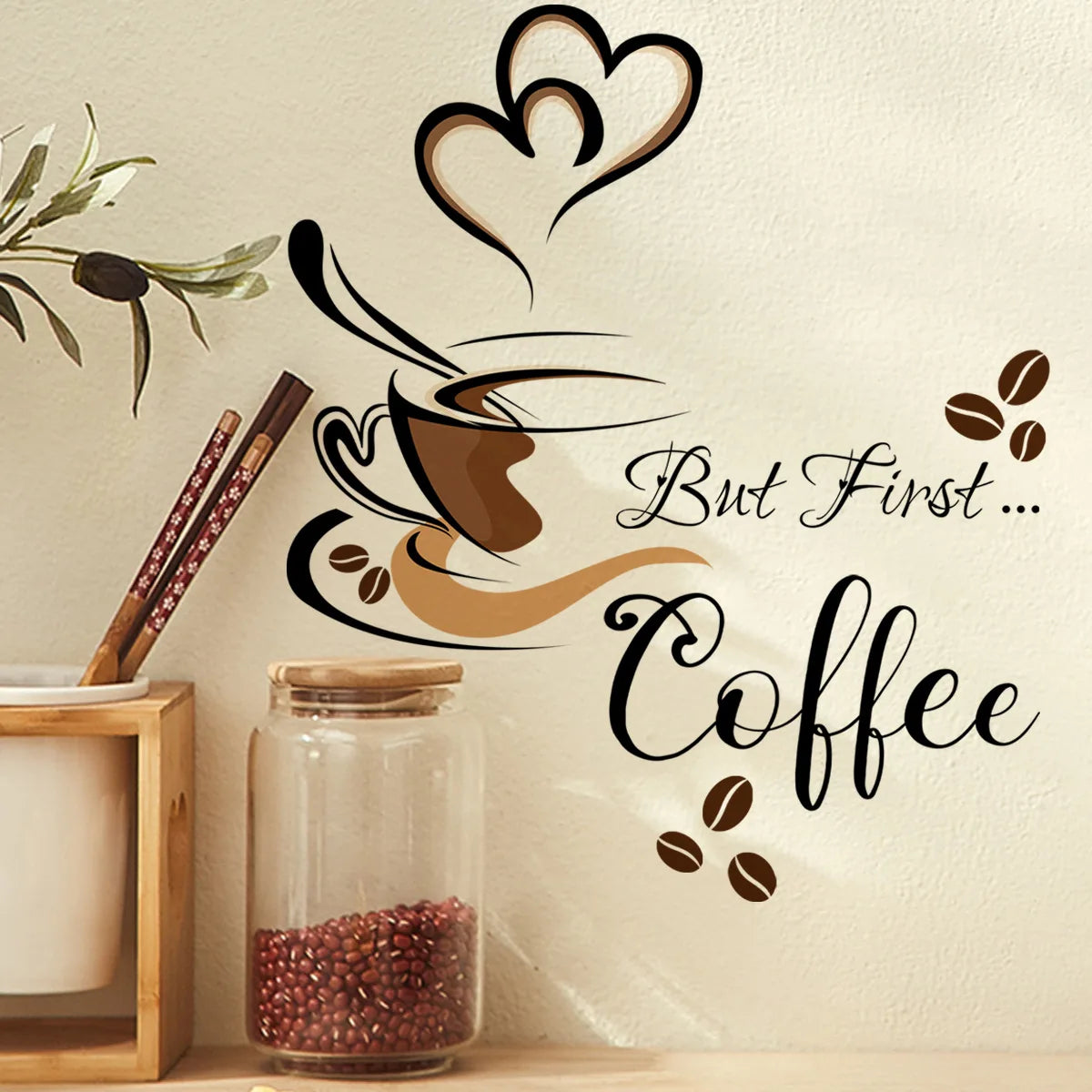 Coffee Cup Wall Stickers – Adhesive Vinyl Decals for Cafe Kitchen Decor