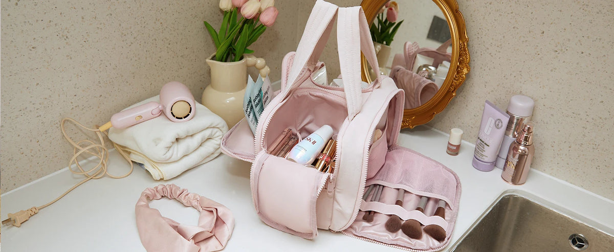 Large Capacity Cosmetic Bag – Wide-Open Makeup Organizer for Travel