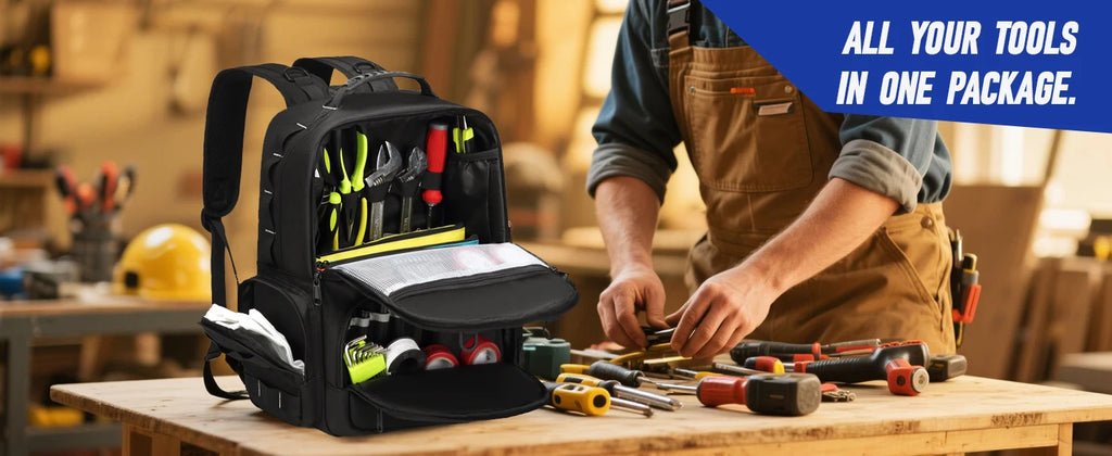 Heavy Duty Tool Backpack – Portable Organizer for Electricians and Plumbers