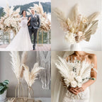 Faux Pampas Grass Decor – 39-inch Fluffy Reed Bouquet for Boho Home Wedding