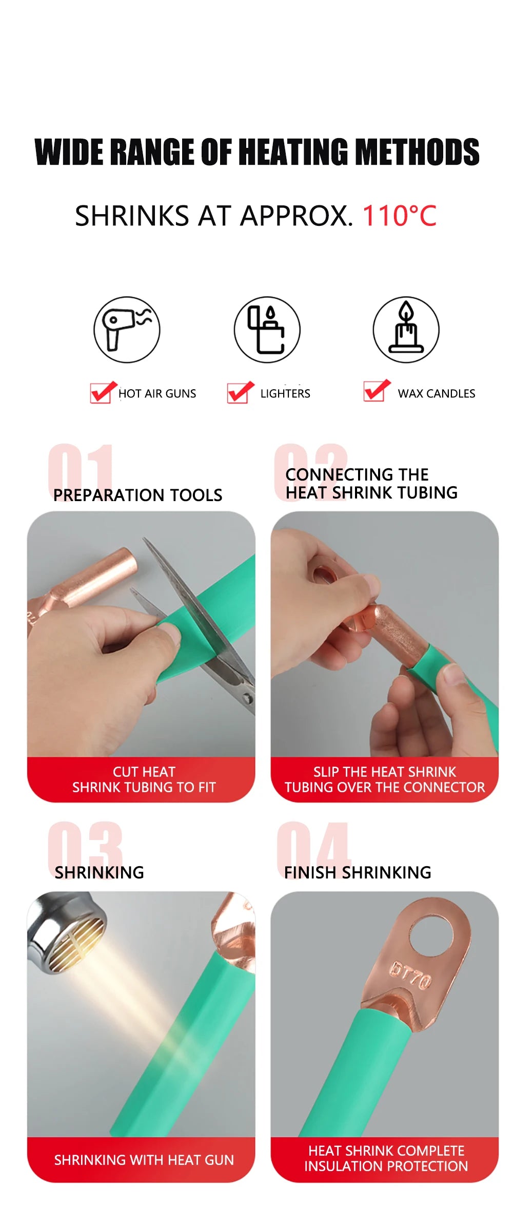Heat Shrink Tubing Kit – Waterproof Electric Wire Insulation for Cable Repair