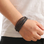 Tiger Eye Leather Bracelet – Multi-Layer Beaded Jewelry for Men