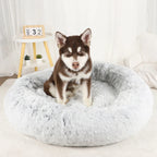 Plush Donut Dog Bed – Large Round Fluffy Kennel for Winter Pet Comfort