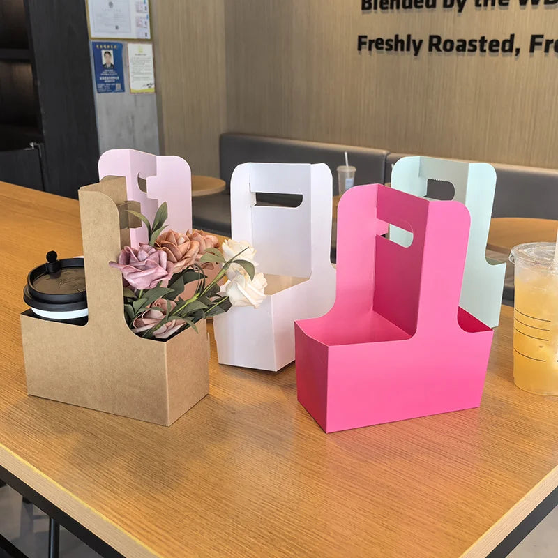 Floral Paper Gift Boxes – Decorative Handle Carriers for Birthday Wedding Party