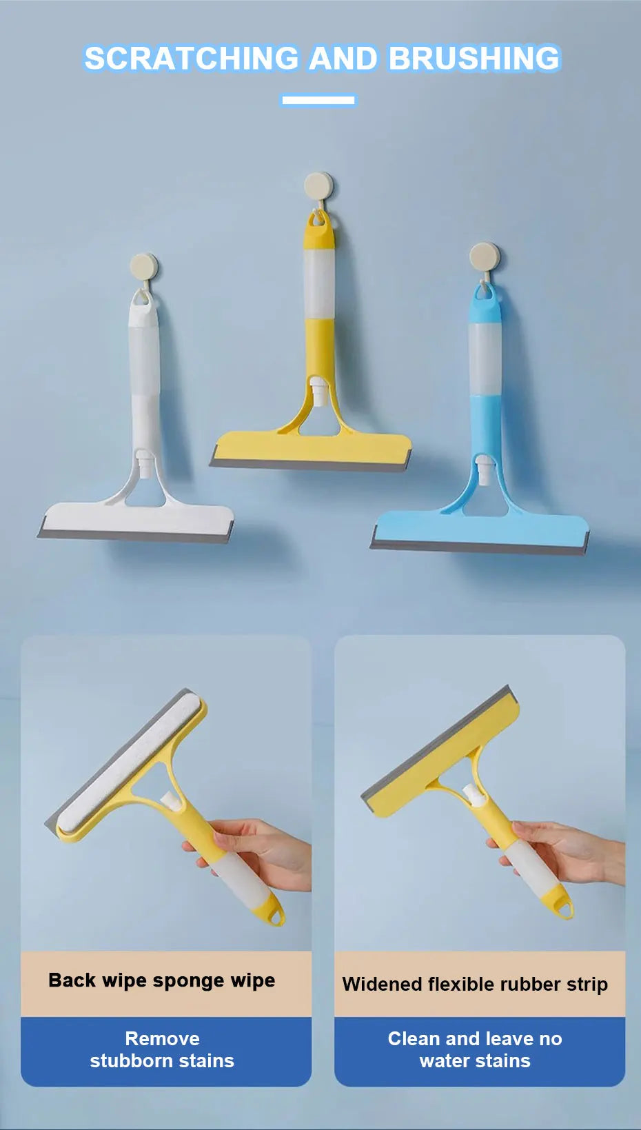 3-in-1 Glass Cleaning Squeegee – Spray Bottle Tool for Car and Home Wash