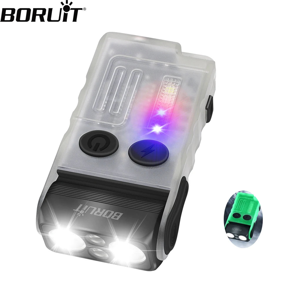 Rechargeable LED Keychain Flashlight – UV and Buzzer for Outdoor Camping