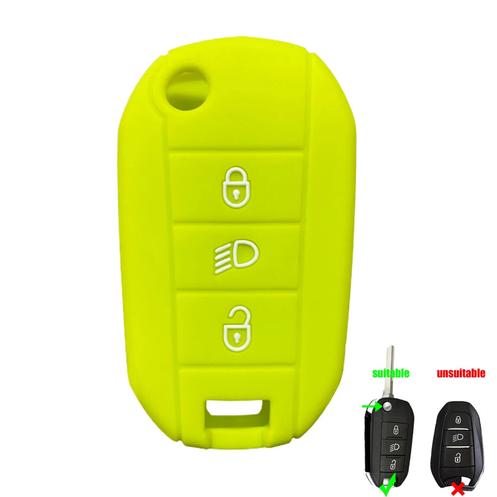 Silicone Flip Key Fob Cover – Protective Remote Case for Peugeot and Citroen