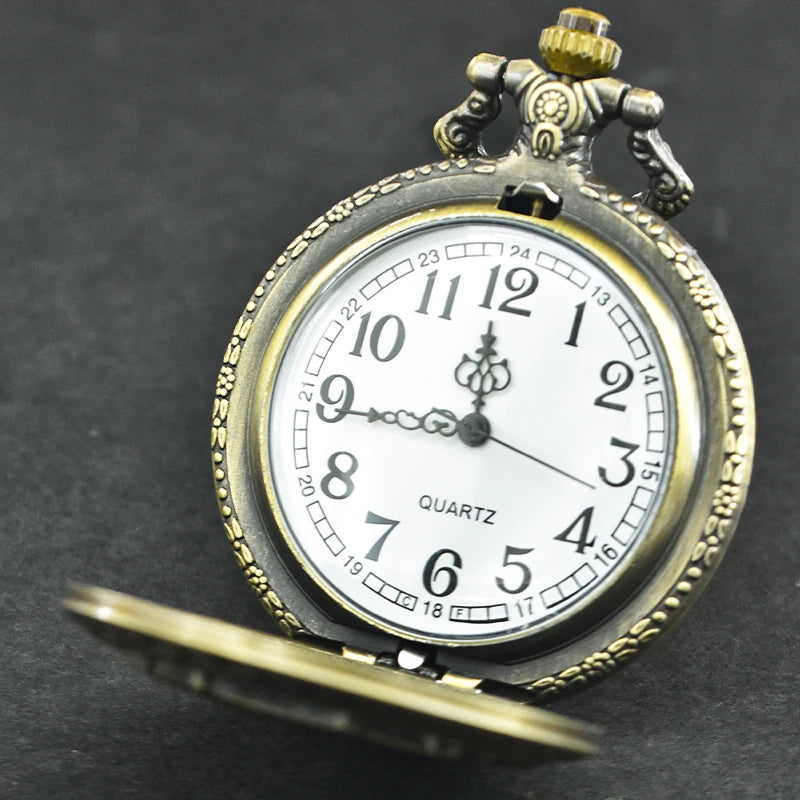 Vintage Bronze Spider Pocket Watch – Quartz Necklace Pendant for Cosplay