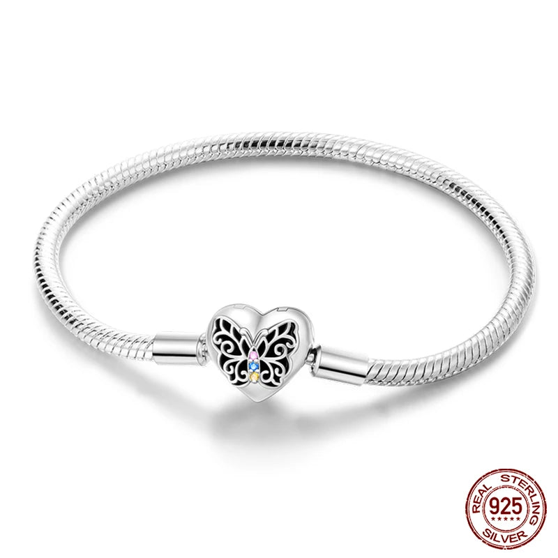 925 Sterling Silver Charm Bracelet – Adjustable Green Zircon for Birthday Gifts