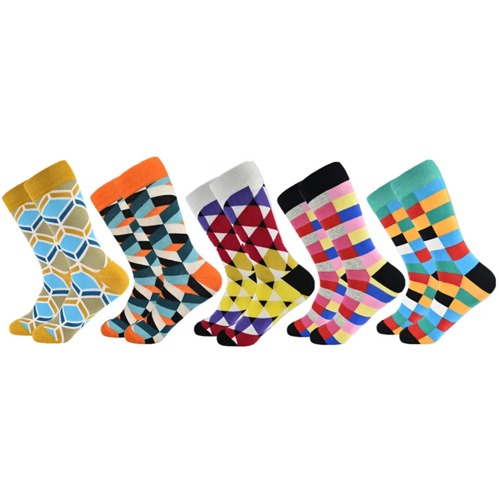 Colorful Cotton Crew Socks – Patterned Funny Dress Fashion for Men