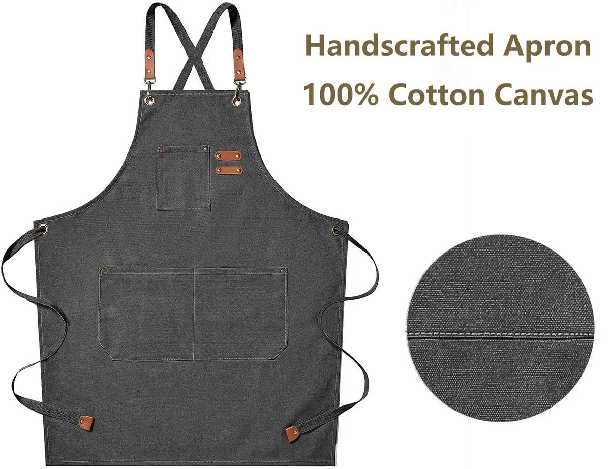 Canvas Chef Apron – Professional Kitchen Bib for BBQ and Salon Use