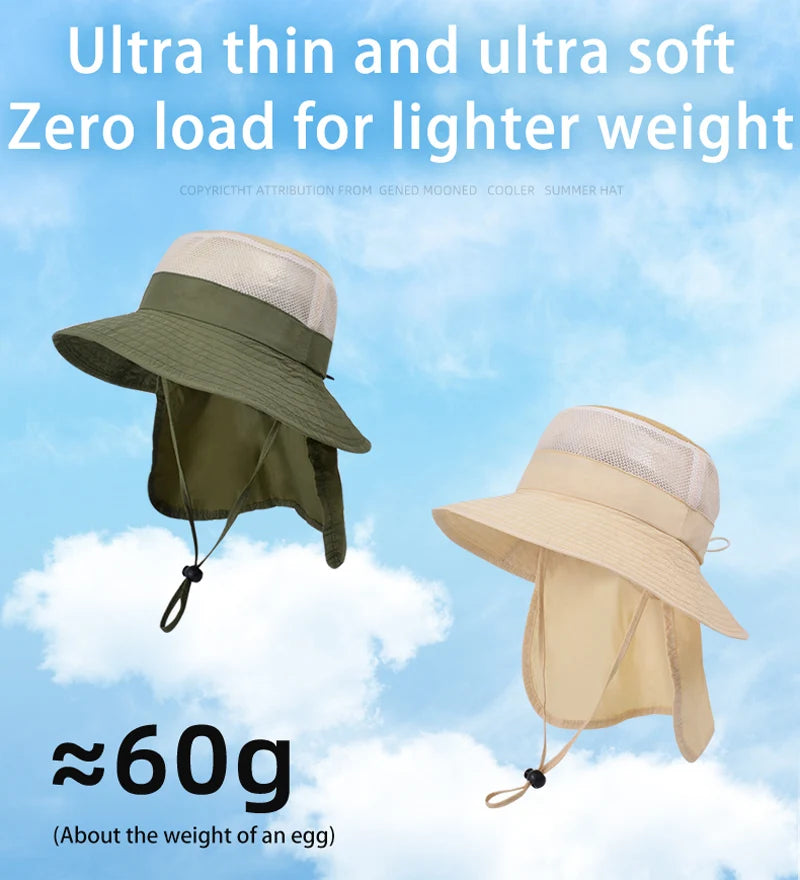 Kids Sunshade Fishing Hat – Breathable Wide Brim Shawl for Outdoor Summer