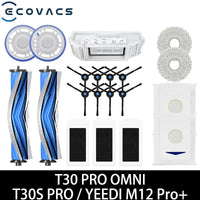 Vacuum Replacement Parts Kit – Filter and Brush Set for Ecovacs T30 Pro Omni