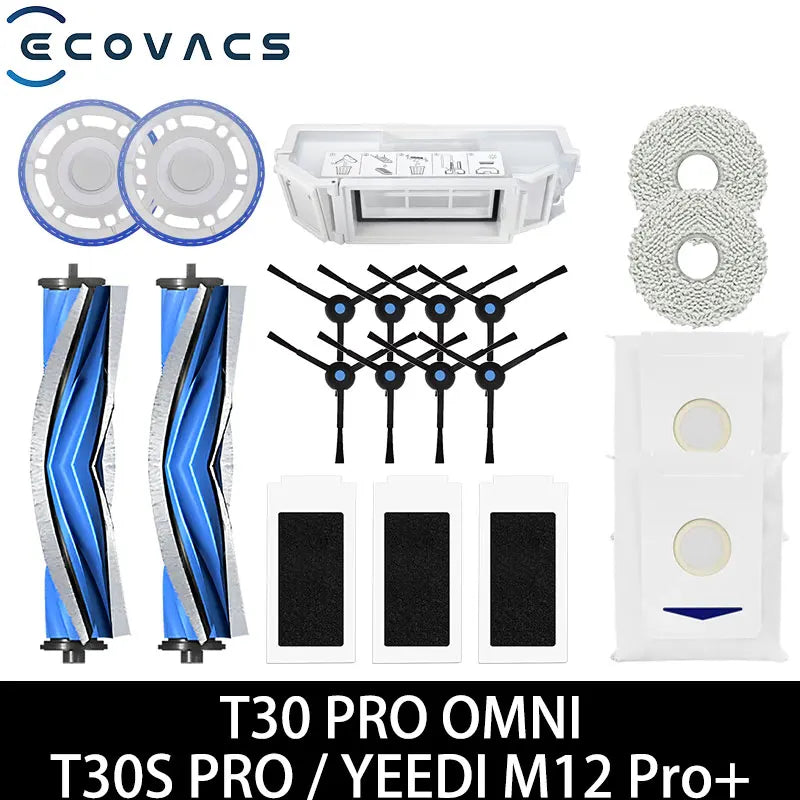 Vacuum Replacement Parts Kit – Filter and Brush Set for Ecovacs T30 Pro Omni