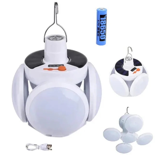 Portable Solar LED Folding Lantern – USB Rechargeable for Camping Emergency