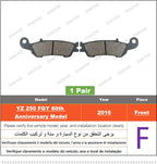 Brake Pad Set – Front and Rear Disc Brakes for Yamaha YZ250 and YZ250F