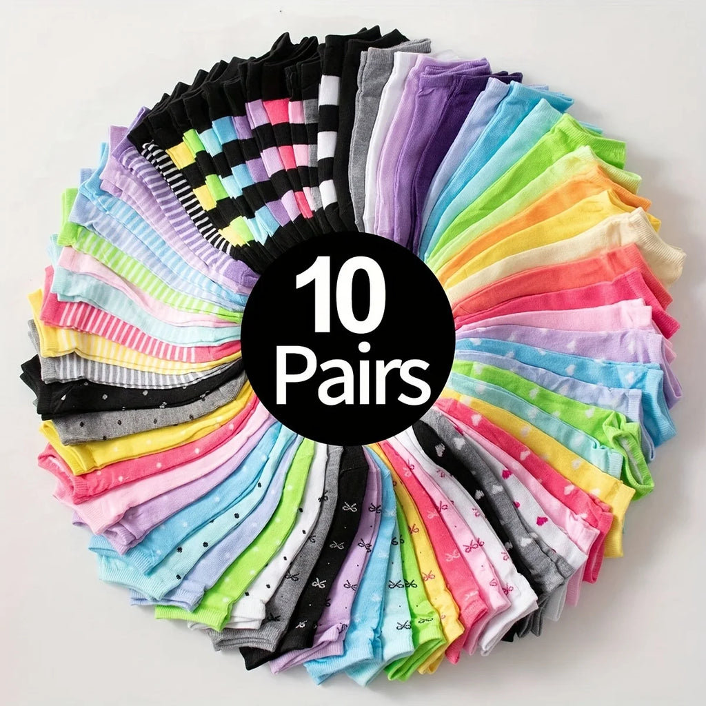 Candy Colored Short Socks – Soft Cotton Casual Footwear for Women