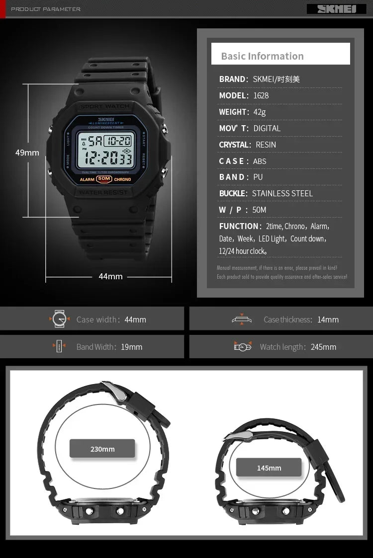 Digital Sport Watch – Multifunctional Retro Timepiece for Men