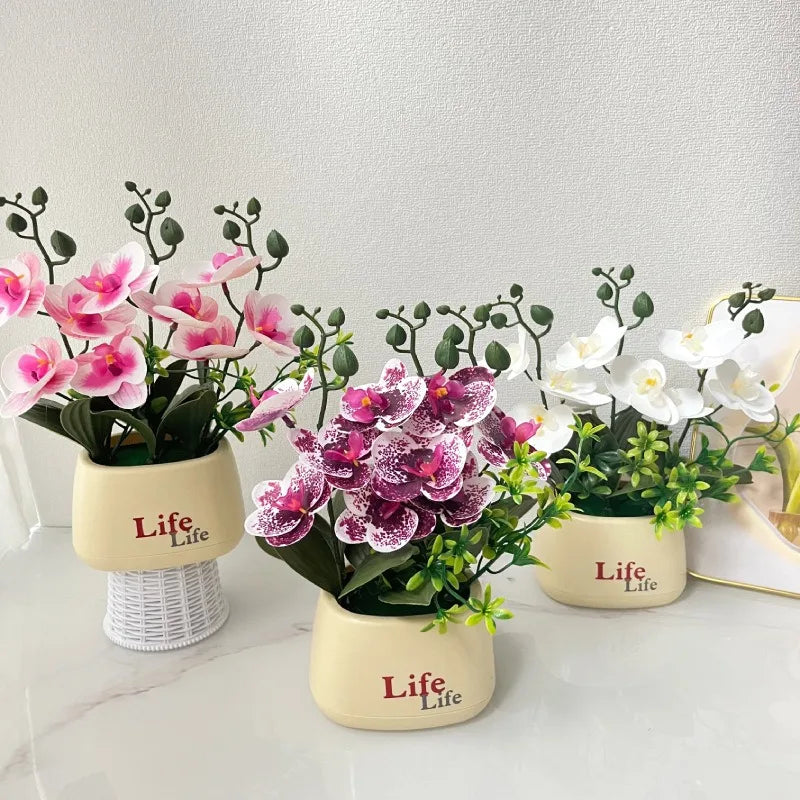 Faux Butterfly Orchid Potted Plant – Elegant Floral Decor for Home Office