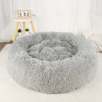 Plush Donut Dog Bed – Large Round Fluffy Kennel for Winter Pet Comfort